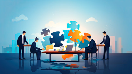 puzzle people business puzzle business solution idea piece team jigsaw businessman people cooperation connection concept teamwork modern table success strategy symbol creative.の素材