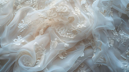 Luxury bridal gown wedding dress background texture.の素材