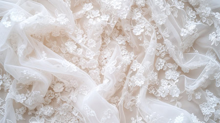 Luxury bridal gown wedding dress background texture.の素材