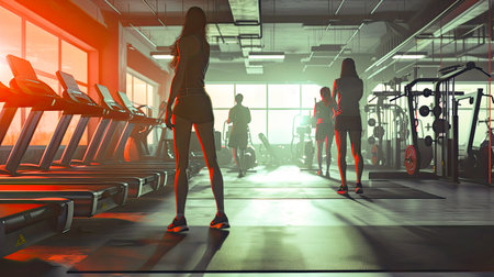 Group of sportive people in a gym. Concepts about lifestyle and sport in a fitness club. - AI Generated.の素材