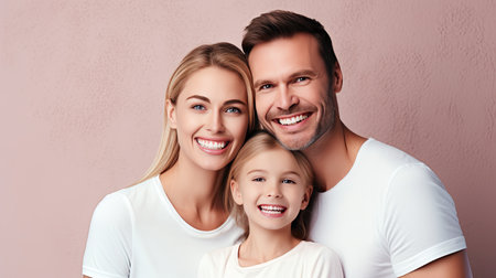 Smiling happy Family with perfect healthy teeth. Oral Care concept.の素材