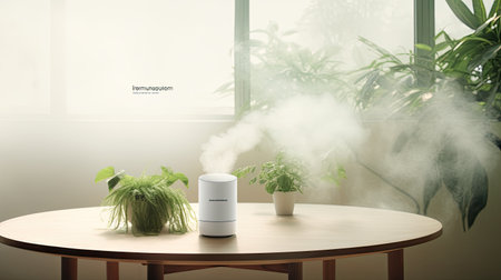 Product introduction poster for intelligent air purifier, website promotion poster, AI Generated.の素材