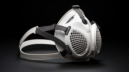 White mask Smart Respiratory Companion, sleek, lightweight wearable with a modern, minimalist design for everyday use. AI Generated.の素材