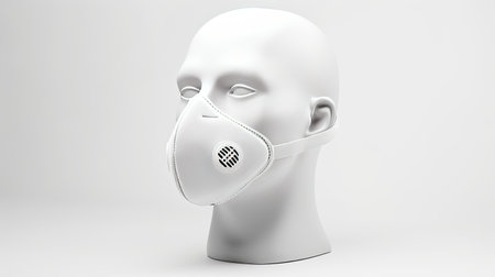 White mask Smart Respiratory Companion, sleek, lightweight wearable with a modern, minimalist design for everyday use. AI Generated.の素材