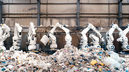 Parsing waste for longevity with robotic arms that are automated for reuse and space, Generative AI.の素材