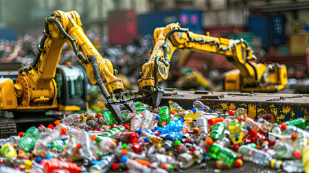 Parsing waste for longevity with robotic arms that are automated for reuse and space, Generative AI.の素材