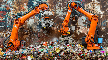Parsing waste for longevity with robotic arms that are automated for reuse and space, Generative AI.の素材