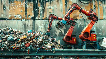 Parsing waste for longevity with robotic arms that are automated for reuse and space, Generative AI.の素材