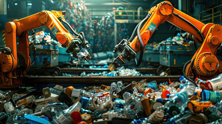 Parsing waste for longevity with robotic arms that are automated for reuse and space, Generative AI.の素材