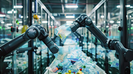 Parsing waste for longevity with robotic arms that are automated for reuse and space, Generative AI.の素材