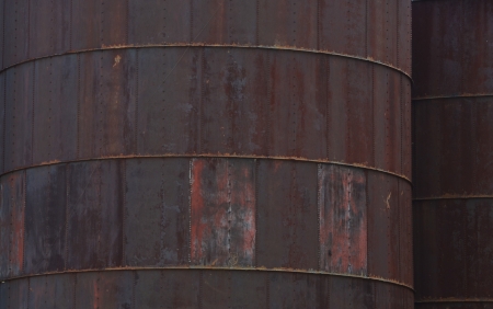 Closeup of old rusted grain silosの写真素材