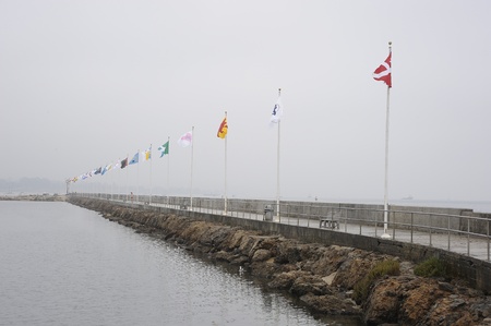 foggy Santa Barbara habour, California