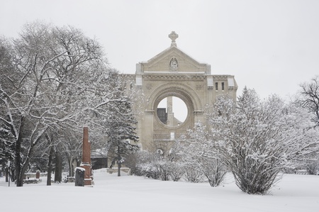 St. Boniface Cathedral in winter, Winnipeg, Manitoba,の写真素材