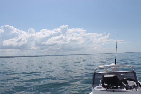 Ocean - boating on a summers dayの写真素材