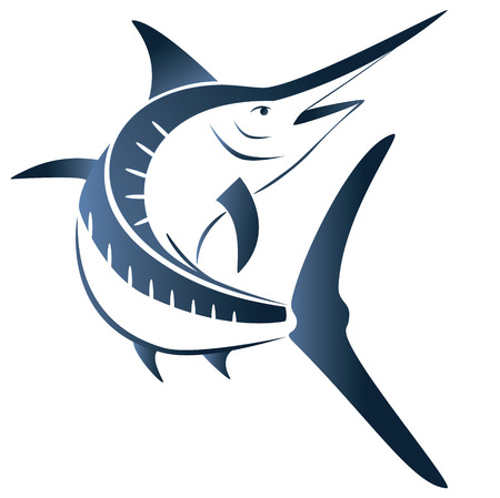 Jumping blue marlin illustrationのイラスト素材