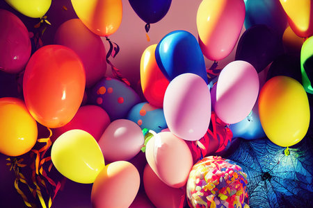 Colourful Party Balloons with fun Halloween designs.の素材