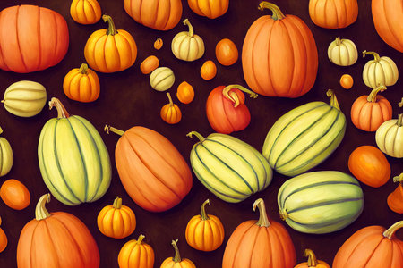 Squashes on Deep Orange Colored Cubes. Fall themed Background with copy space.の素材