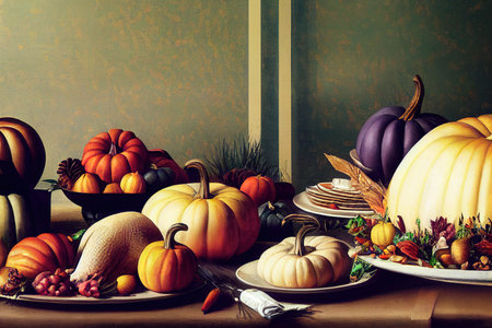 Thanksgiving Background autumn illustration still lifeの素材