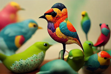 Wallpaper Animals in the garden and colorful birdsの素材