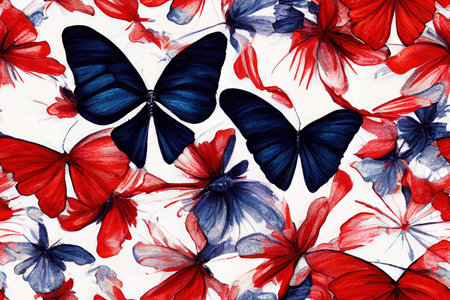 Beautiful Butterfly with USA flag pattern for 4th of July American independence day and Veterans dayの素材