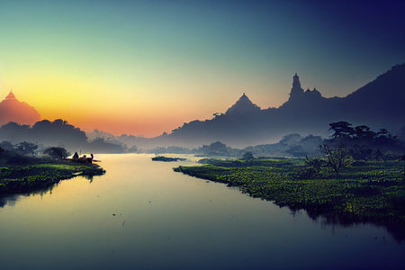 Early Morning View of India sunriseの素材