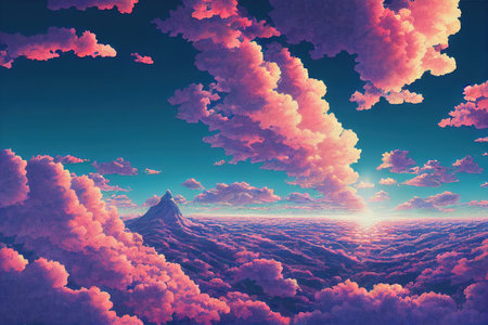 aesthetic anime clouds and sky landscapeの素材