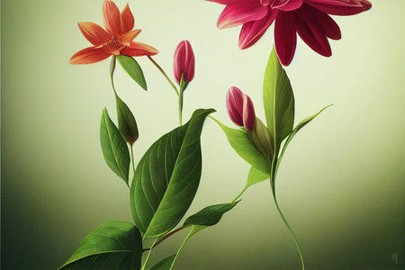 The flowers carry the scent of spring, the leaves and flowers art designの素材