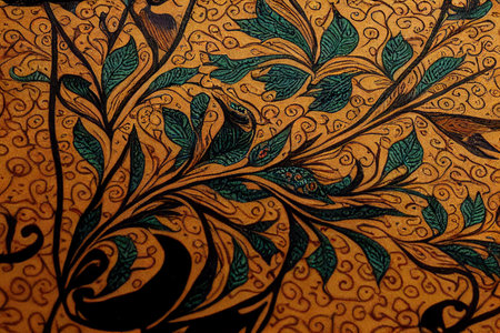 Pen Kalamkari Natural Colors Design With Paisley And Peacockの素材