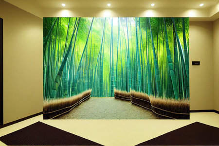 3D landscape bamboo forest tree lined trail pigeon whiteの素材