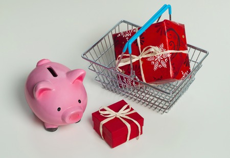 Piggy bank Christmas for your big buy giftsの写真素材