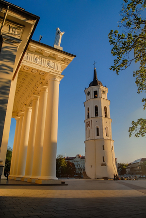 Cathedral square in the old town of Vilnius, Lithuania, Europeの写真素材