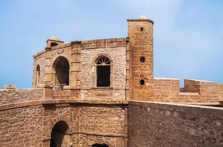 The fortress walls surround the old medina of Essaouira, Moroccoのeditorial素材