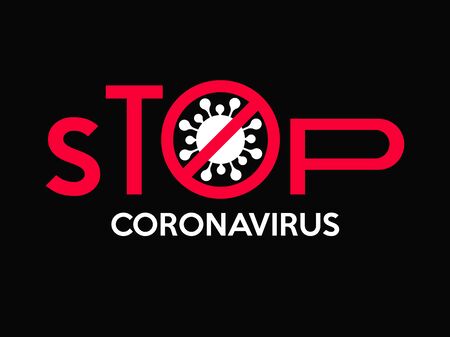 Stop Coronavirus black covid-19 black vector virus infection disease flu influenza pandemic red whiteのイラスト素材