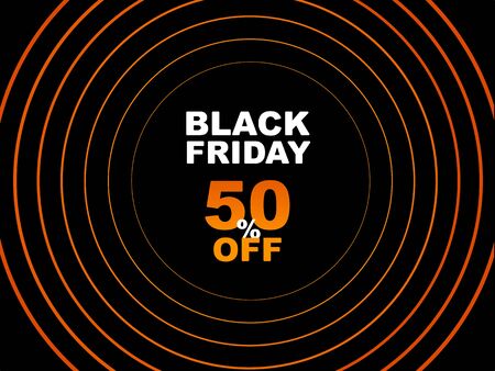 Black Friday Big Sale 50% Off Circle Orange Black White Shop Store business fashionのイラスト素材