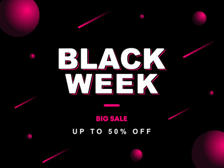 BLACK WEEK PINK Circle Shopping Off Web Sale Universe Planetのイラスト素材