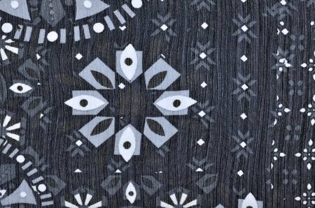 Circle and shapes on fabric. Abstract  geometric shapes print as background.の写真素材