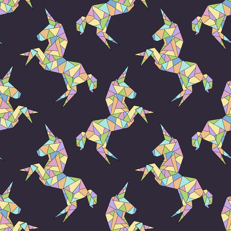 Unicorn origami polygonal patternのイラスト素材