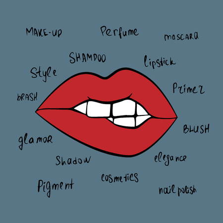 lips with fashion words poster.のイラスト素材