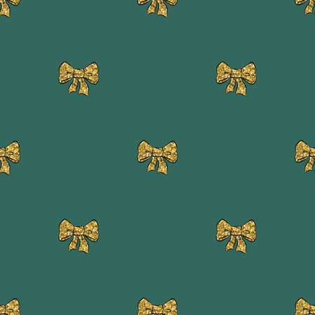 Ribbon bow Glitter gold banner seamless patternのイラスト素材