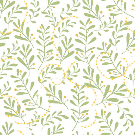 Boho seamless pattern with herbs and branches