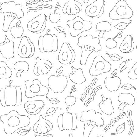 Set of healthy breakfast vector food. Seamless patternのイラスト素材