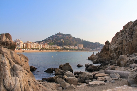 View on Blanes in summertime. Costa Brava, Girona.の写真素材