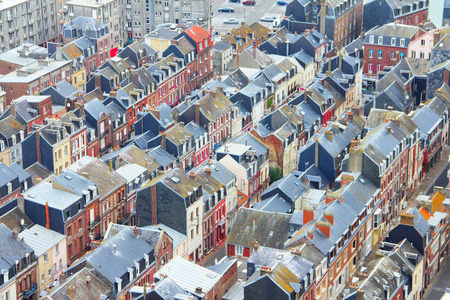 Panoramic view on rows of houses in Fort Mahon Plage, Normandy, Franceの写真素材