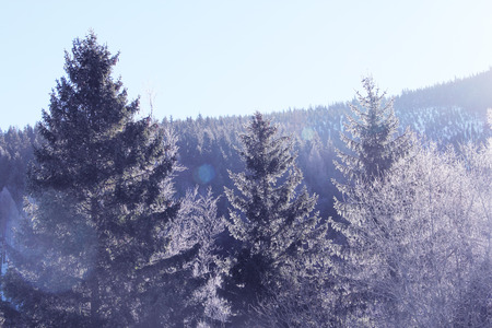 Winter mountain landscape in resort Spindleruv Mlyn, Krkonose, Czech Republic