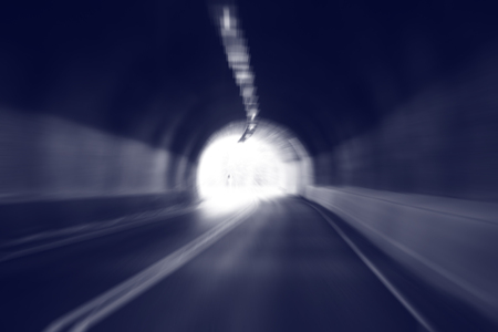 Blurred motion background of road tunnel in Norwayの写真素材