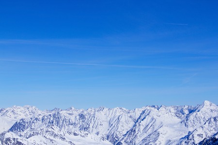 Peaks of the mountain range in winter, Alps, Austriaの写真素材