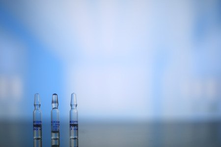 Group of Medical vials on table in hospitalの写真素材