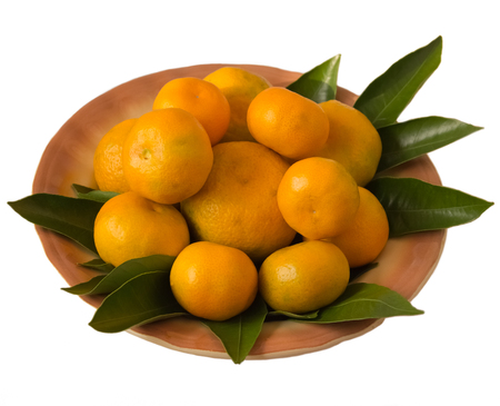 Tangerines on a plateの写真素材