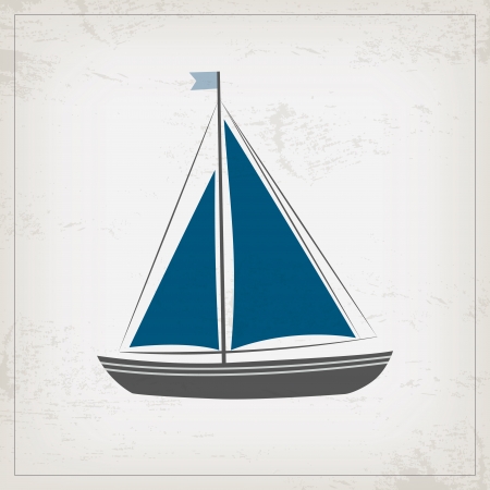 Vintage marine card with sailboatのイラスト素材