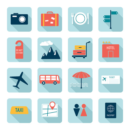 Travel icons, flat designのイラスト素材